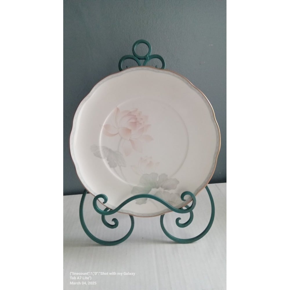 Floral Plate Decorative‎ Display Plate Gold Trim Accent Plate Decor
